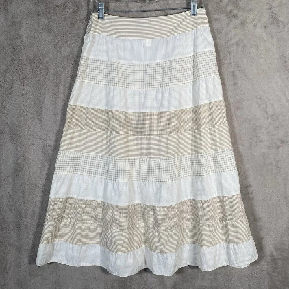 Y2K Old Navy Tiered Skirt 6 Midi Maxi Boho Prairie Western Lightweight Beachy - Picture 6 of 12